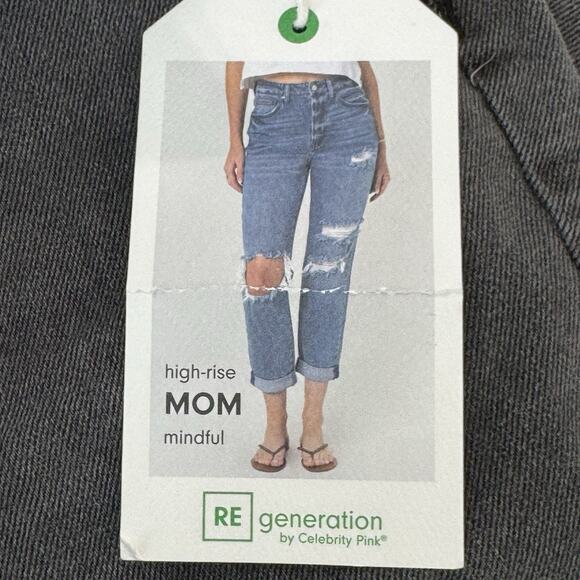 NWT RE Generation High-Rise MOM Mindful Jeans Size 1/25 Black Distressed - Picture 11 of 12
